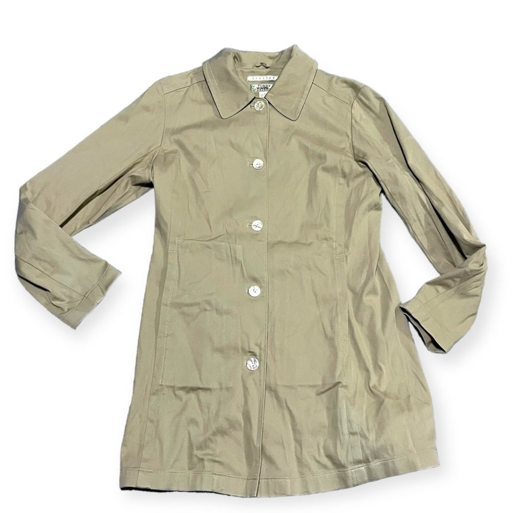 Tommy Bahama Long Sleeve Button-Down Tan Dress 8 Vintage 80s